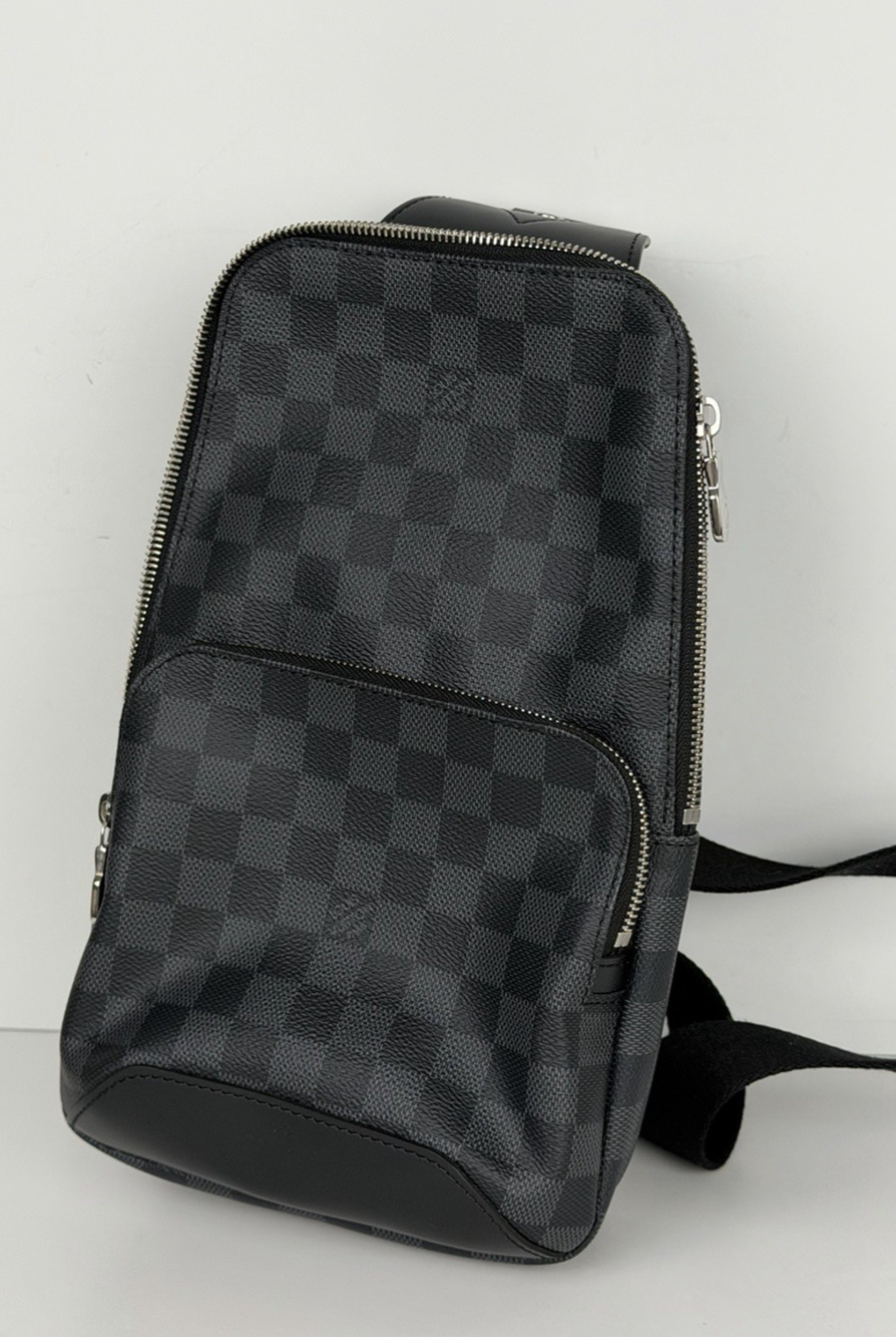 Louis Vuitton Avenue Sling Bag Damier Graphite Coated Canvas Pattern NFC E3